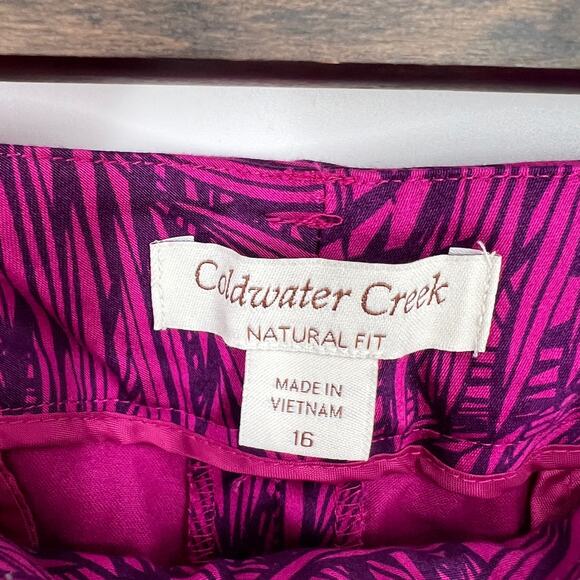 Coldwater Creek Size 16 Natural Fit Crop Capri Pants Pink Purple Floral Summer - Picture 3 of 7